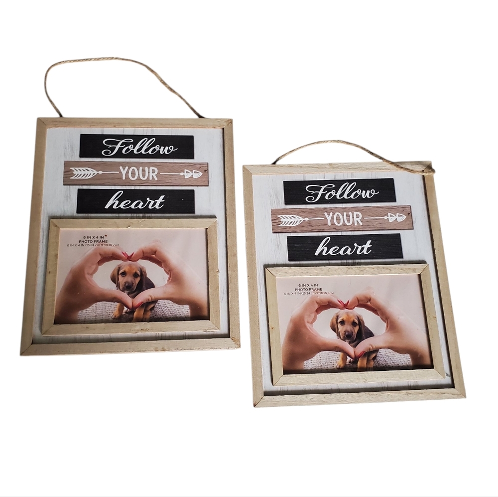 New Rustic Wooden Photo Frame Set - Follow Your Heart
